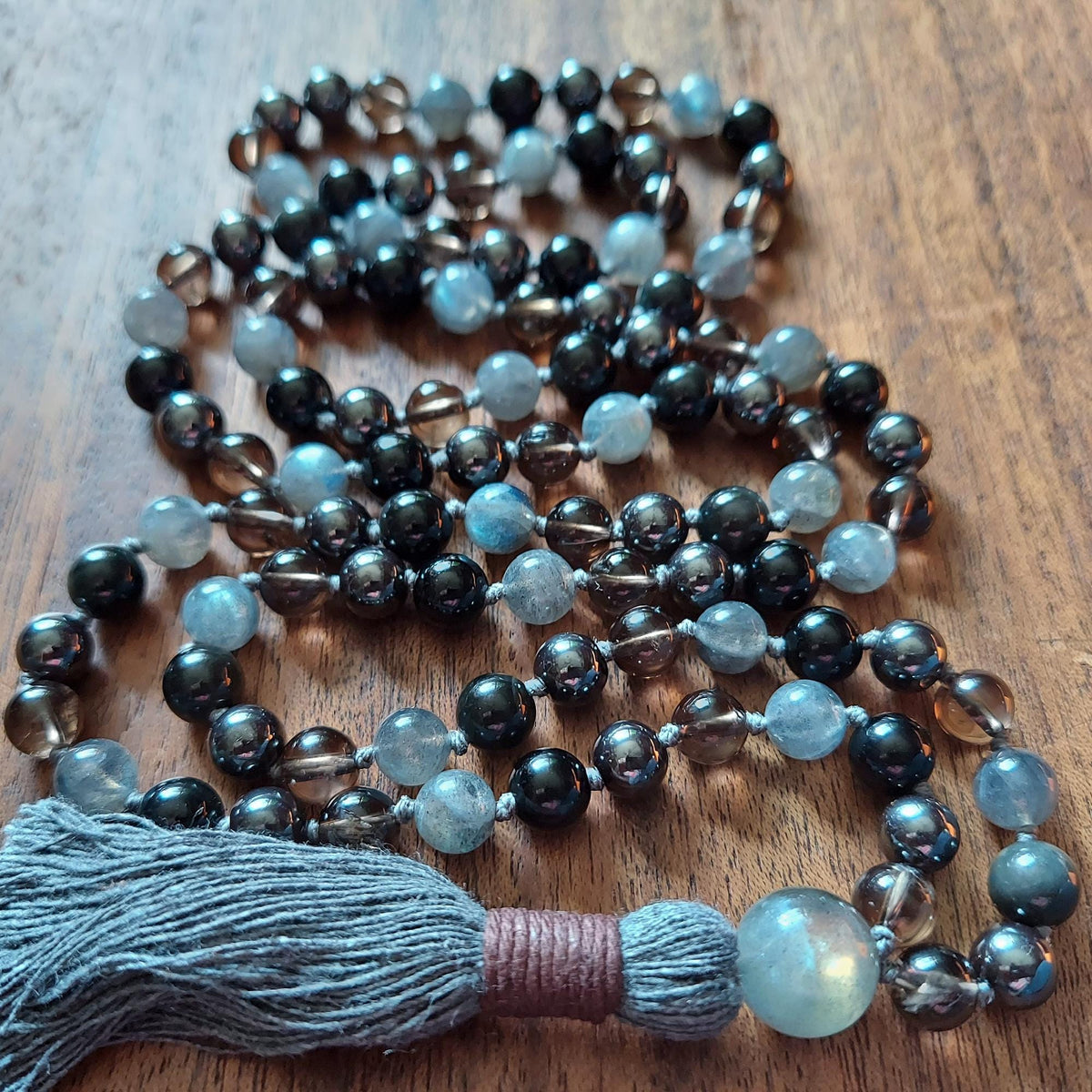 Stone and Shadow Mala with Labradorite and Hematite