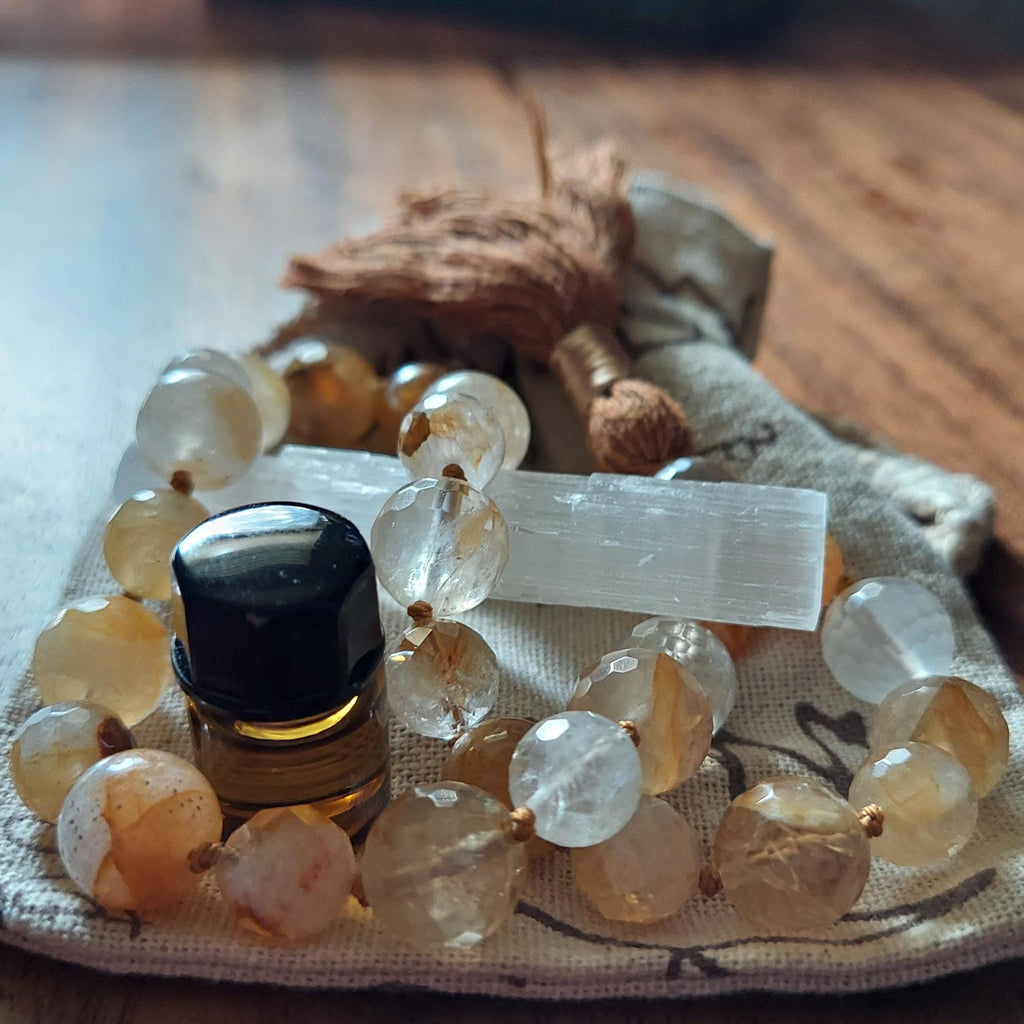 Golden Light Pocket Mala with Golden Healer Quartz