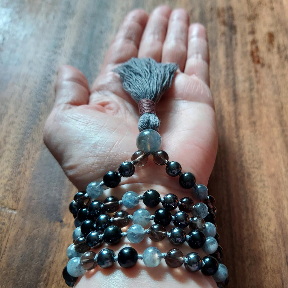 Stone and Shadow Mala with Labradorite and Hematite