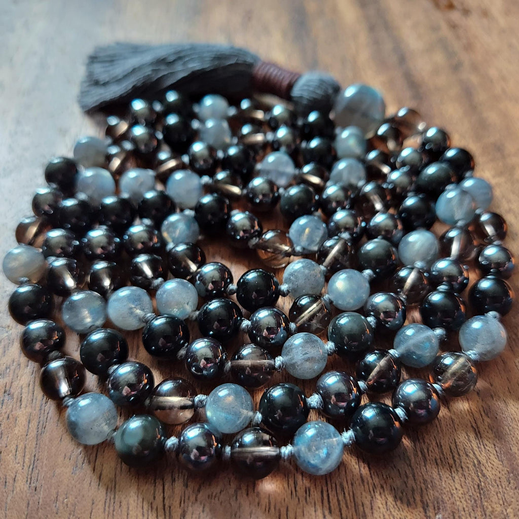 Stone and Shadow Mala with Labradorite and Hematite