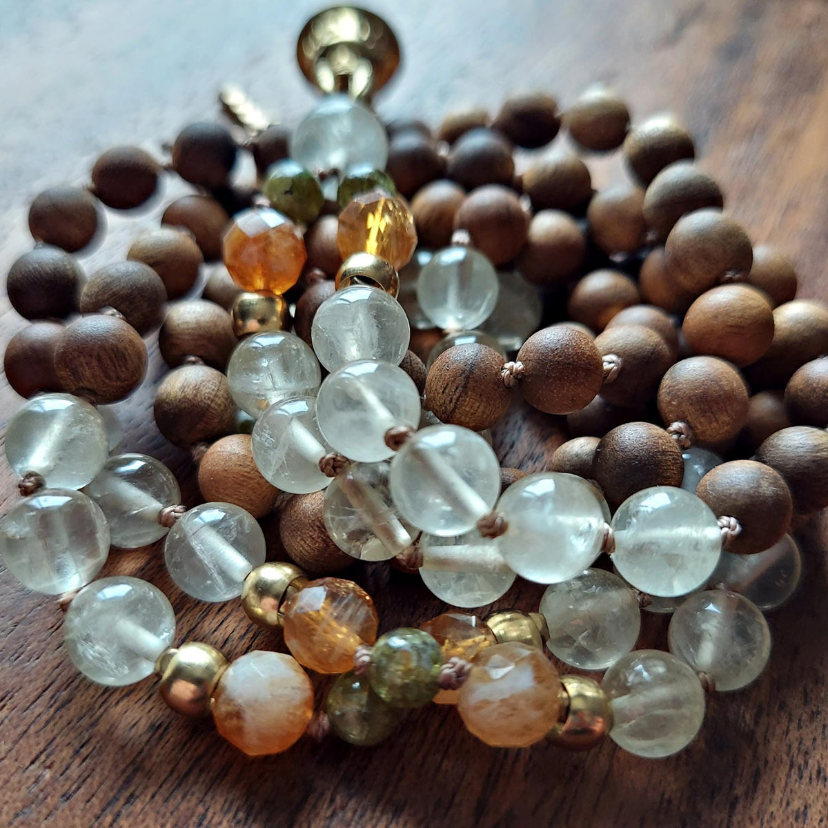 Harmony and Light Mala with Lemon Quartz, Heated Citrine, and Peridot