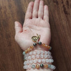 Lakshmi’s Grace Mala with Rose Quartz, Prehnite, and Heated Citrine