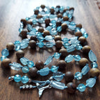 Ocean Wave Mala with Aquamarine and Blue Topaz