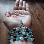 Ocean Wave Mala with Aquamarine and Blue Topaz