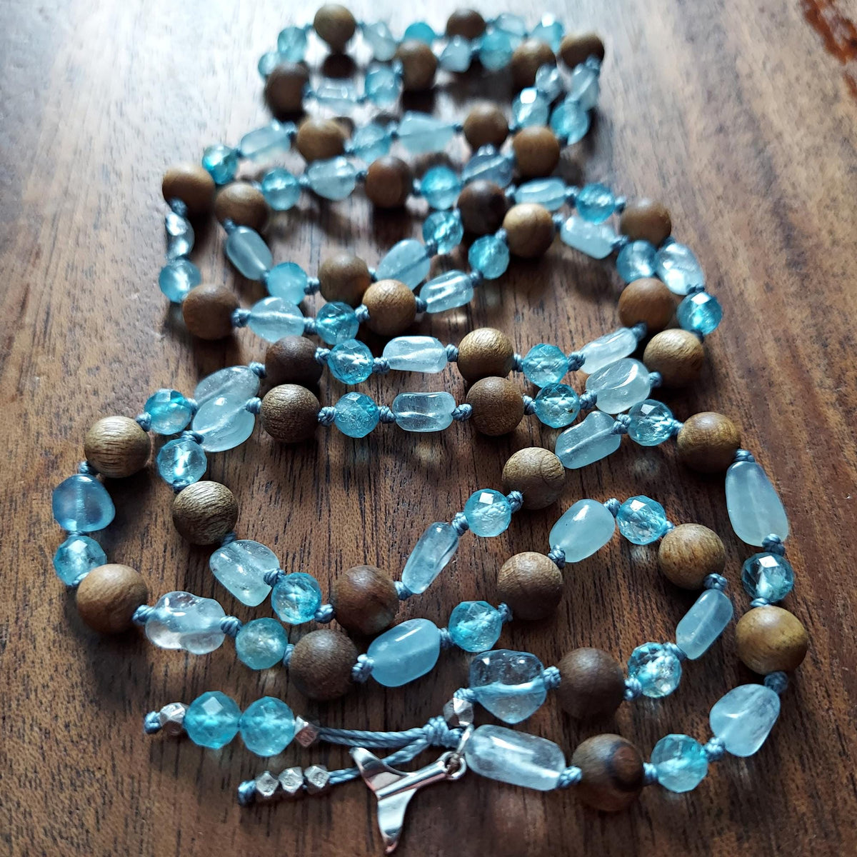 Ocean Wave Mala with Aquamarine and Blue Topaz