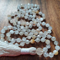 Luminous White Quartz Mala with faceted White Quartz