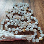Luminous White Quartz Mala with faceted White Quartz