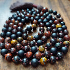 The Fire and Root Protection Mala with Garnet, Mixed Obsidian, and Mixed Tigers Eye