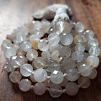 Luminous White Quartz Mala with faceted White Quartz