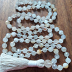 Luminous White Quartz Mala with faceted White Quartz