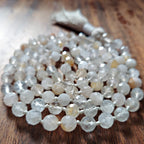 Luminous White Quartz Mala with faceted White Quartz