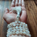 Luminous White Quartz Mala with faceted White Quartz