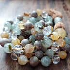 Healing Spirit Mala with Faceted Golden Healer Quartz and Prehnite