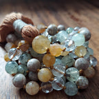 Healing Spirit Mala with Faceted Golden Healer Quartz and Prehnite