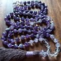 Violet Dragon Mala with Amethyst, Lavender Amethyst, Clear Quartz, and Ametrine Guru