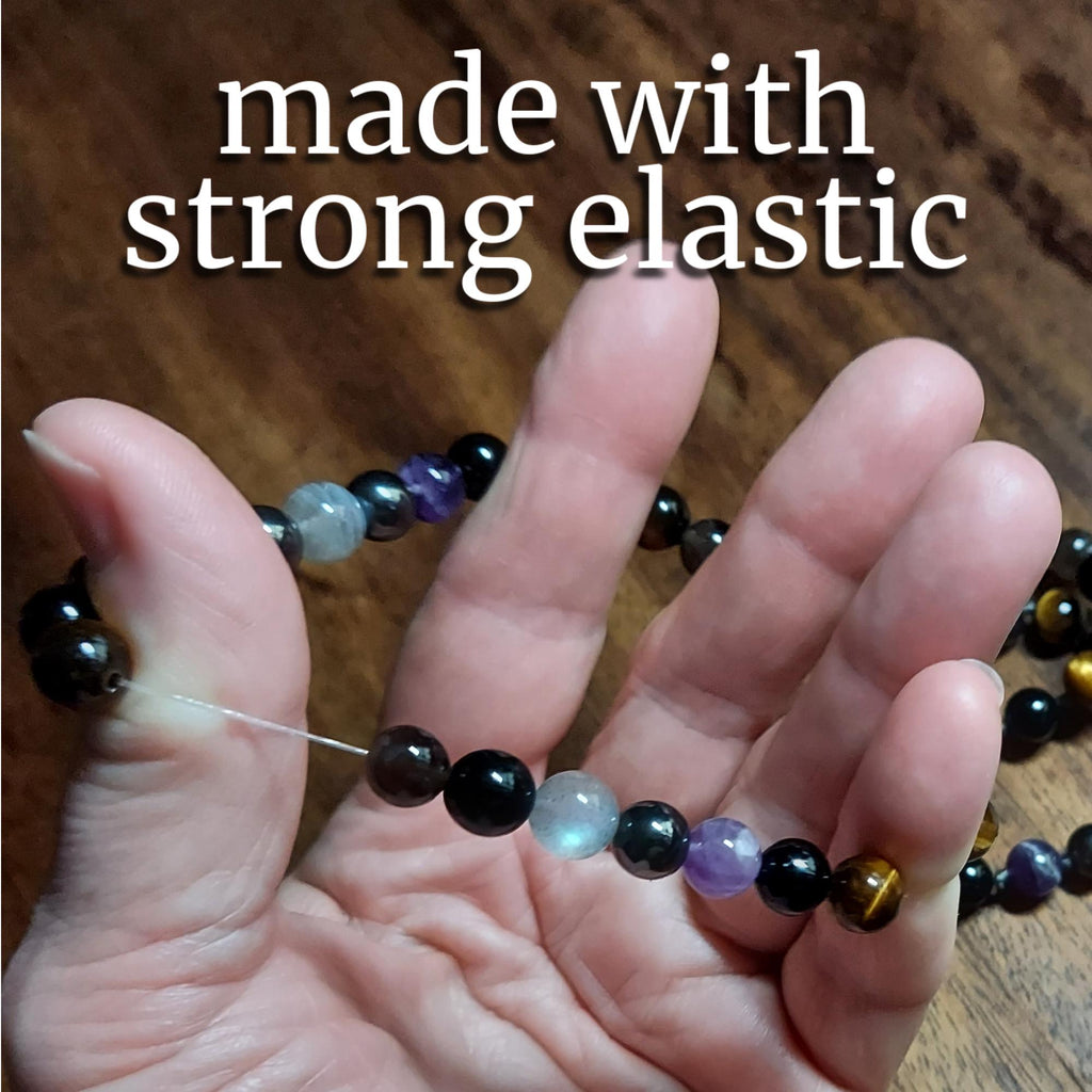 Empath Shield Pocket Mala with Dream Amethyst, Black Obsidian, and Labradorite