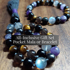 Empath Shield Pocket Mala with Dream Amethyst, Black Obsidian, and Labradorite