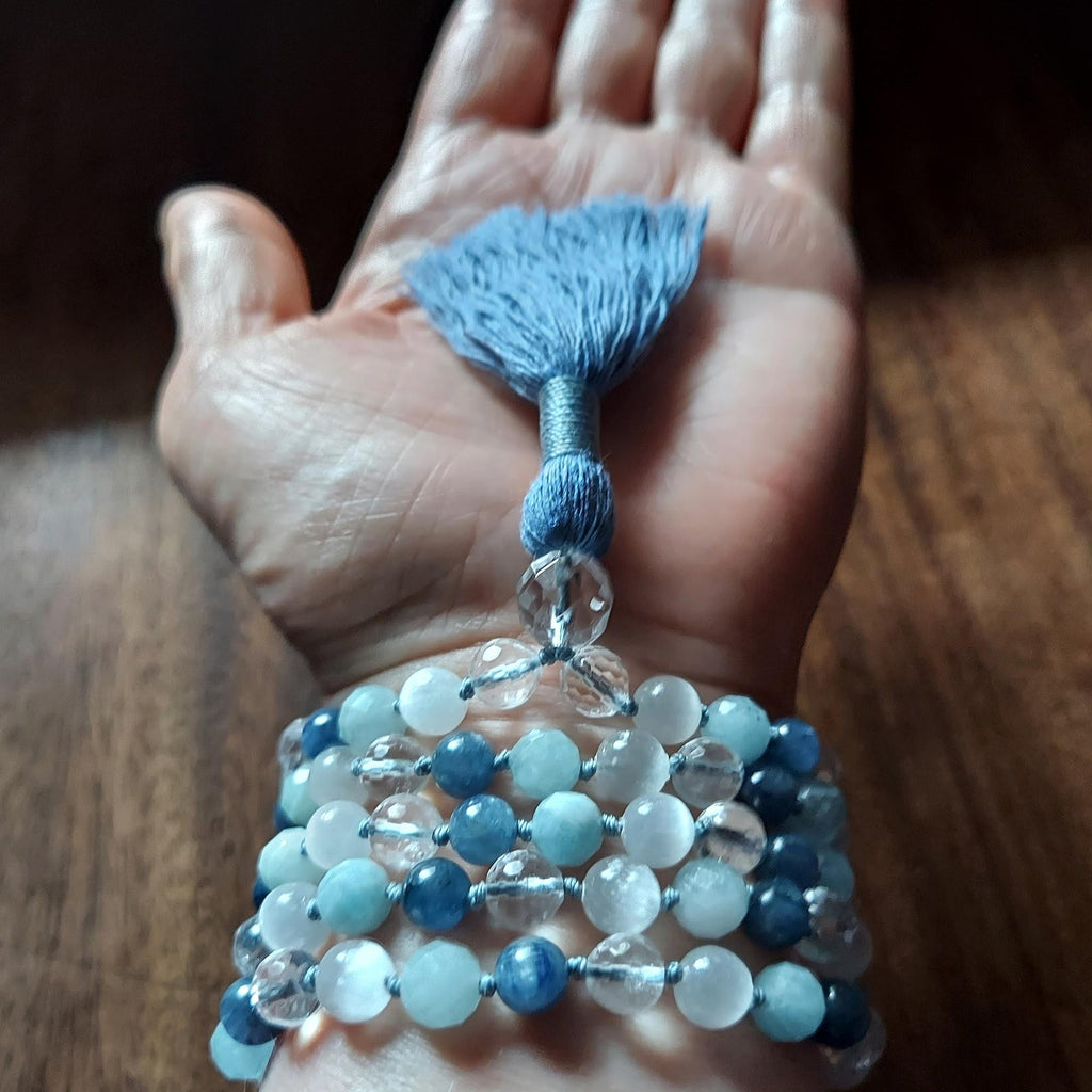 High Vibe Mala with Kyanite and Aquamarine