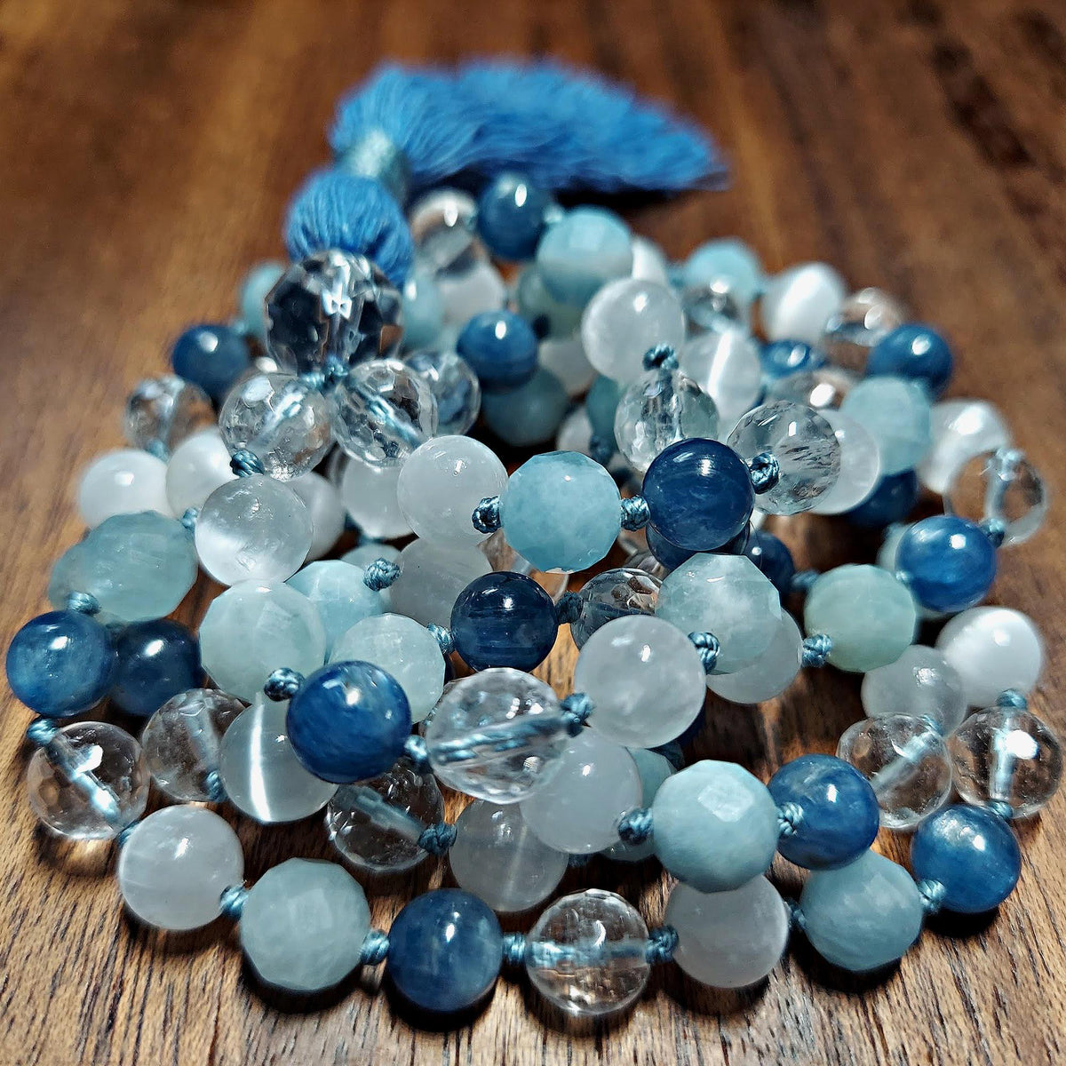 High Vibe Mala with Kyanite and Aquamarine