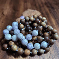 Crown Chakra Mala Beads | Rare Tiffany Stone & Sandalwood Beaded Necklace | Meditation Gift | Violet and White Prayer Beads | Yoga Gift
