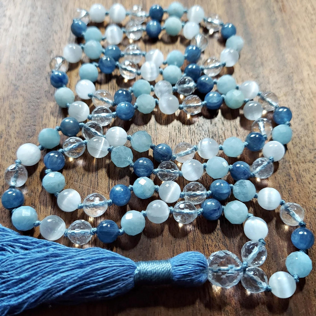 High Vibe Mala with Kyanite and Aquamarine