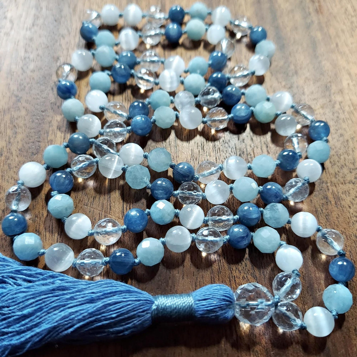 High Vibe Mala with Kyanite and Aquamarine