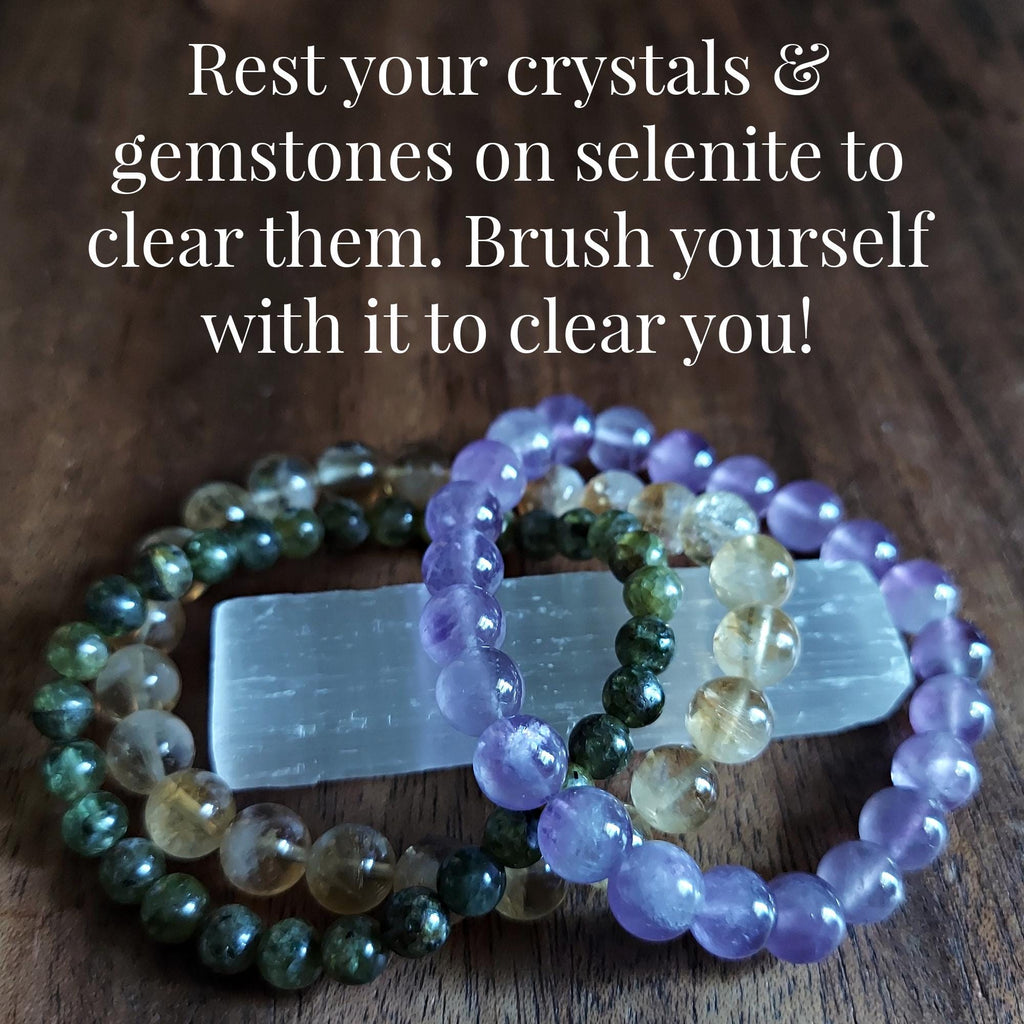 Deluxe Crystal Cleansing Kit with Selenite Bracelet, Nag Champa Anointing Oil, Palo Santo, Salt Blend, and Dragons Blood