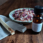 Crystal Cleansing Kit with Nag Champa Anointing Oil, Selenite, Palo Santo, and Salt Blend