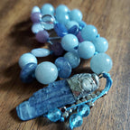 The Frost Dragon Pocket Mala with Blue Jade, Aquamarine, and Kyanite Pendant
