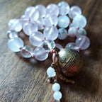 The Moonflower Pocket Mala with Rose Quartz, Selenite, Kunzite, and Brass Bell