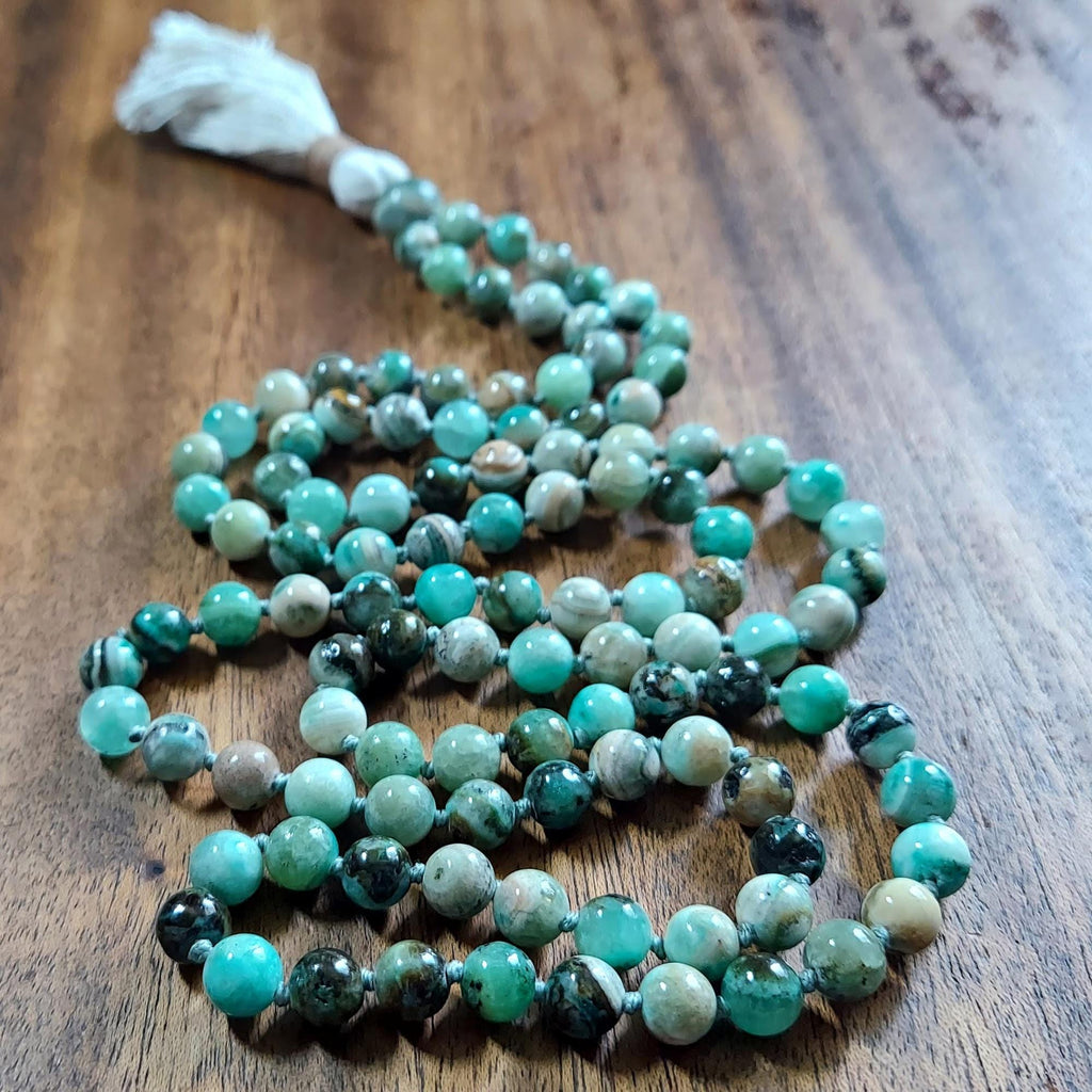 Green Goddess Mala with Chrysoprase