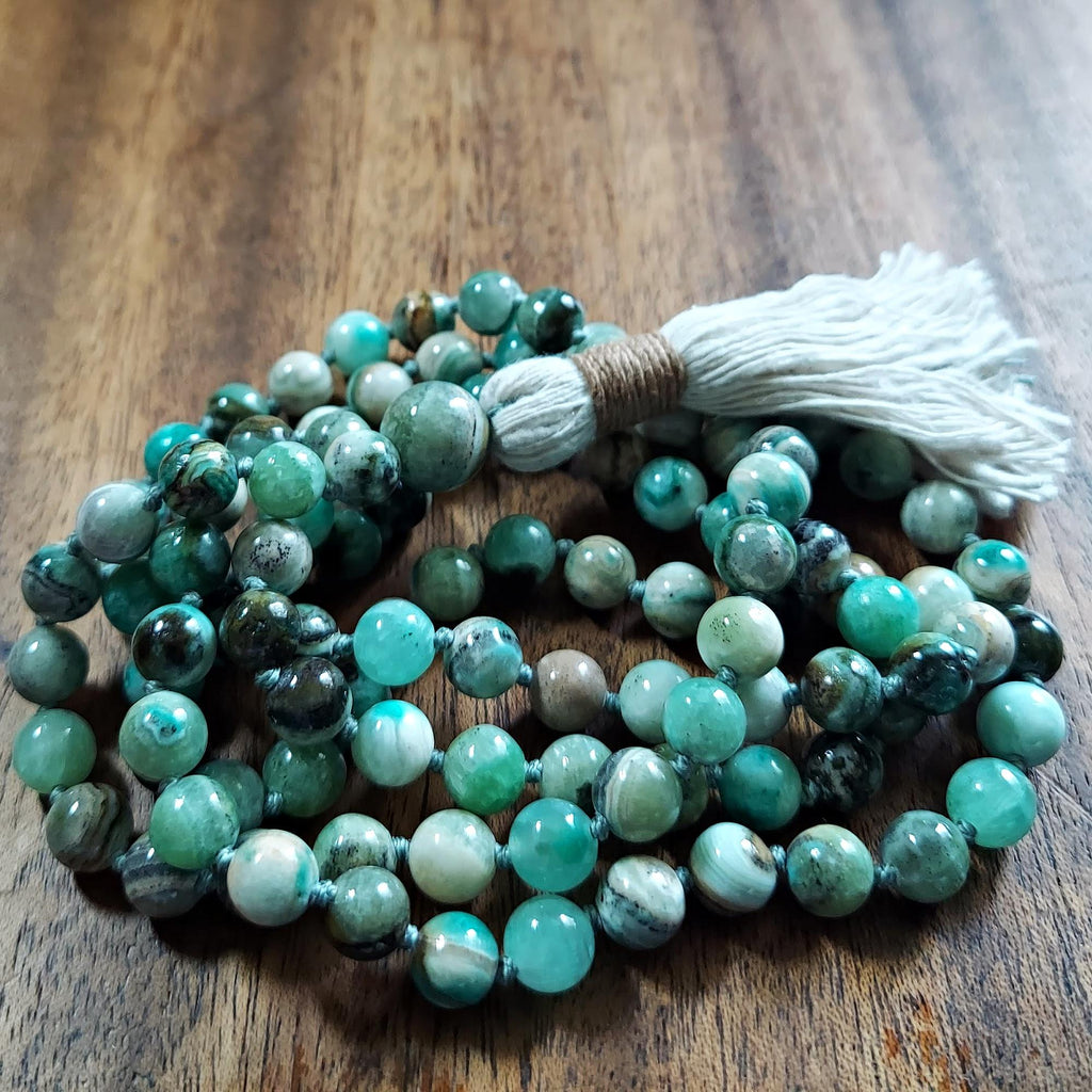 Green Goddess Mala with Chrysoprase