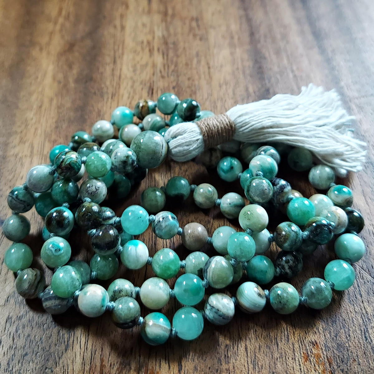 Green Goddess Mala with Chrysoprase