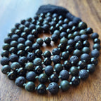 Serpent Stone Mala with Serpentine, Black Obsidian, and Lava Stone