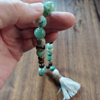 The Wild Garden Pocket Mala with Chrysoprase, Amazonite Chips, and Rosewood