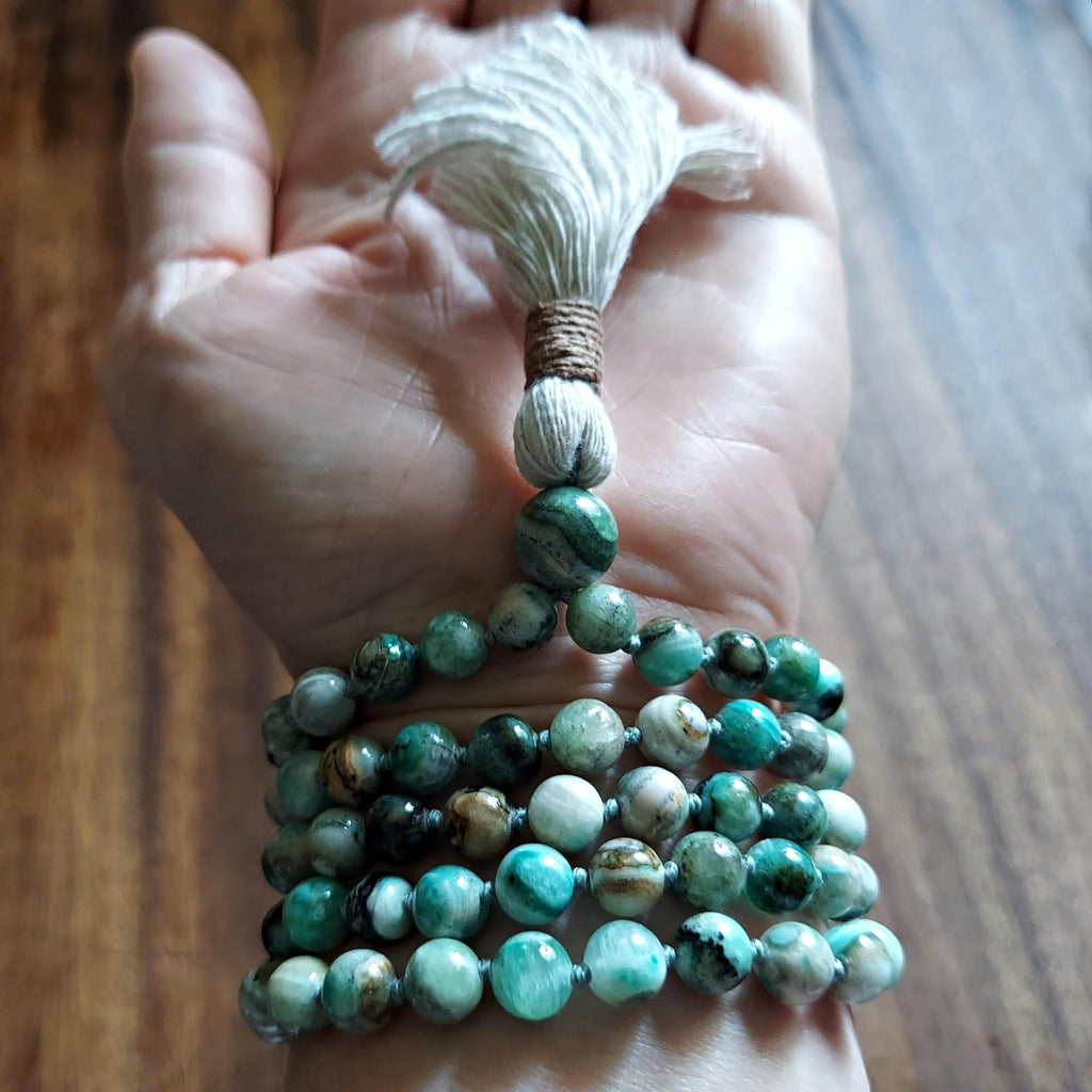 Green Goddess Mala with Chrysoprase