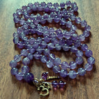 Sacred OM Mala with Dream Amethyst and Brass OM charm