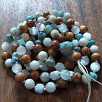Holy Waters Mala with Olive Wood, Selenite, and Larimar