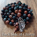 Kali Liberation Mala with Red Jasper, Moss Agate