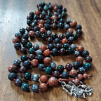 Kali Liberation Mala with Red Jasper, Moss Agate