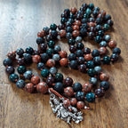 Kali Liberation Mala with Red Jasper, Moss Agate