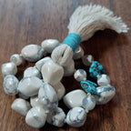 Sacred Stillness Pocket Mala with White Howlite, Turquoise, and White Dzi Agate