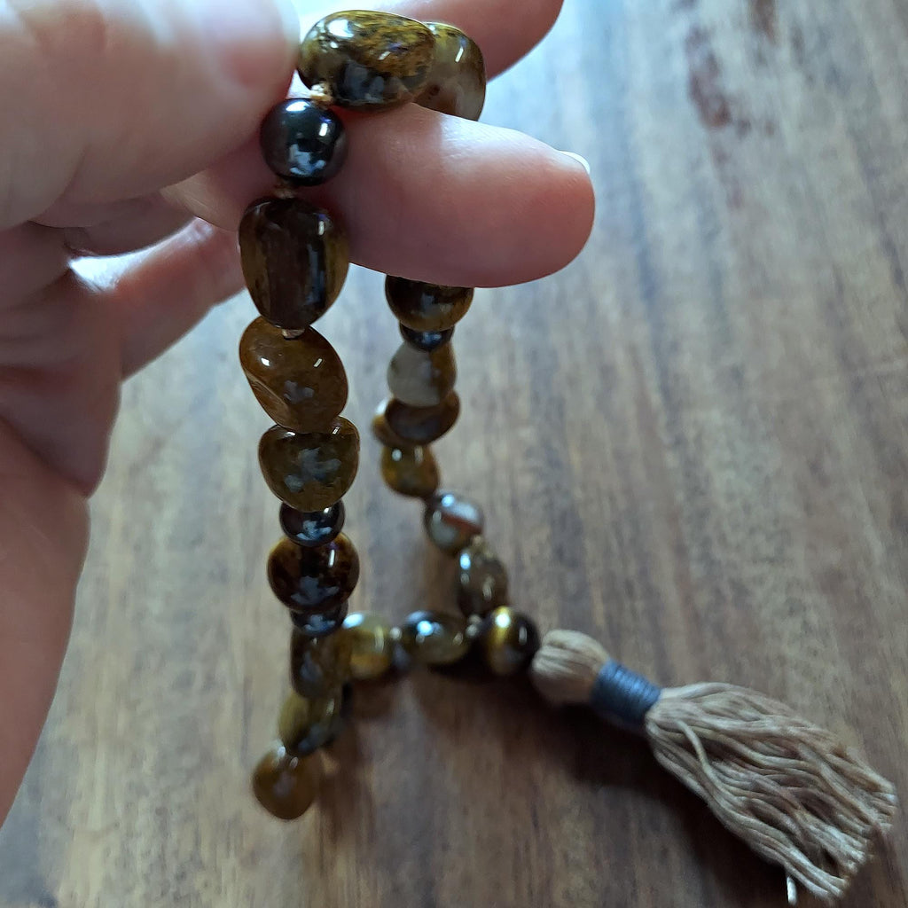 Storm Walker Pocket Mala with Pietersite, Tiger‘s Eye, and Hematite
