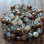 Anointed Light Mala with Golden Healer Quartz, Faceted Clear Quartz, and Olive Wood
