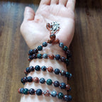 Kali Liberation Mala with Red Jasper, Moss Agate