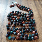 Kali Liberation Mala with Red Jasper, Moss Agate