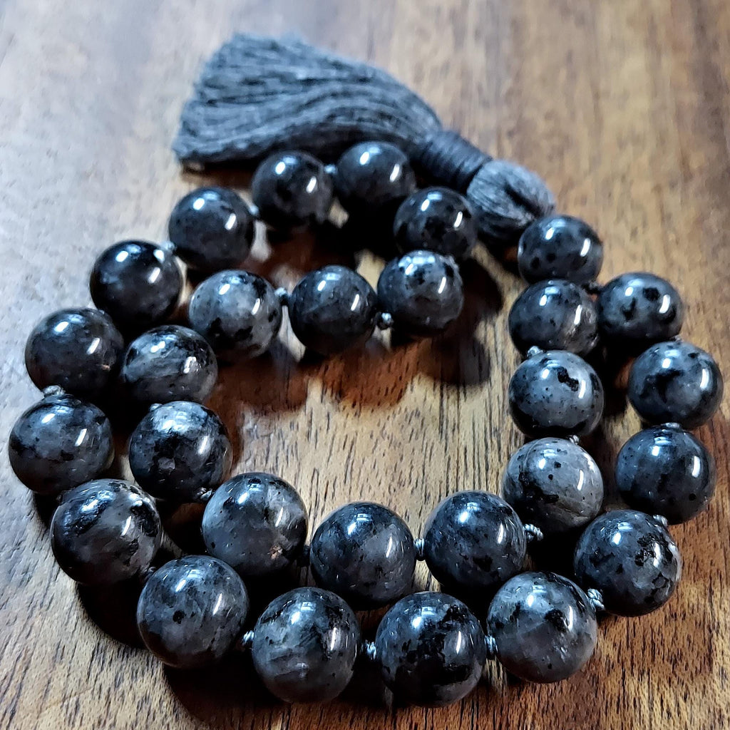 Shadow and Shimmer Pocket Mala with Larvikite