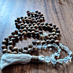 Sky and Smudge Mala with Raw Topaz and Sandalwood