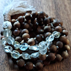 Sky and Smudge Mala with Raw Topaz and Sandalwood
