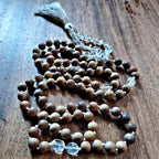 Sky and Smudge Mala with Raw Topaz and Sandalwood
